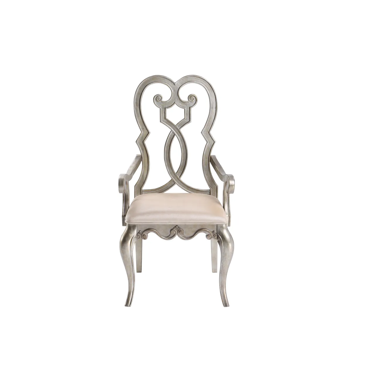 Esteban Armchair (Set of 2) In Ivory Velvet & Antique Champagne Finish