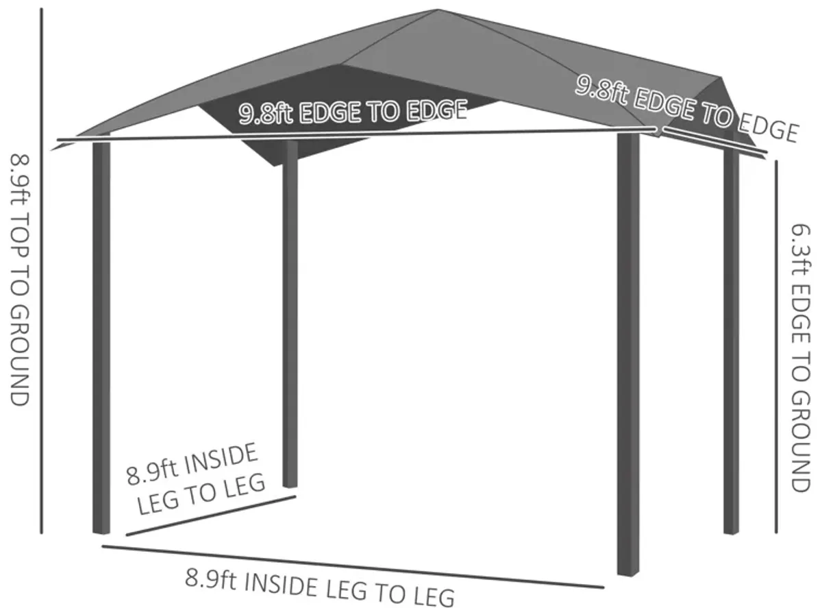 Grey Geometric Canopy: 10'x10' Soft Top Patio Gazebo with Unique Design