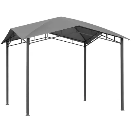 Grey 10' x 10' Soft Top Patio Gazebo: Outdoor Canopy with Unique Geometric Design, Steel Frame, & Weather Roof