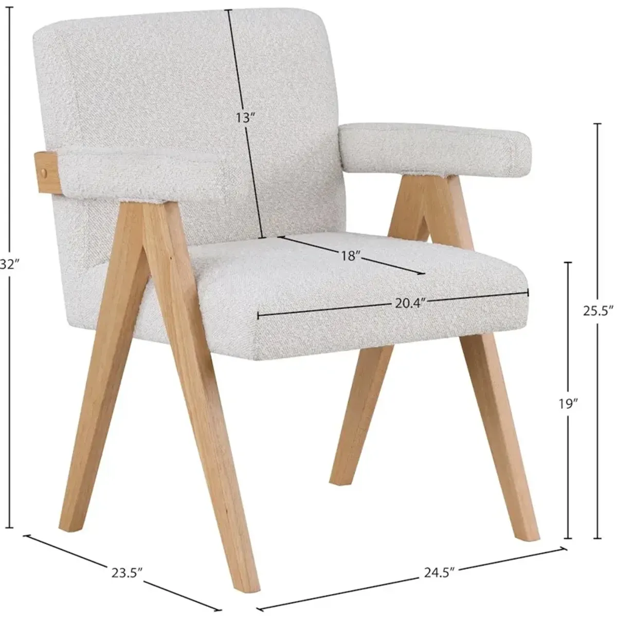Meridian Furniture Woodloch Cream Boucle Fabric Accent Chair