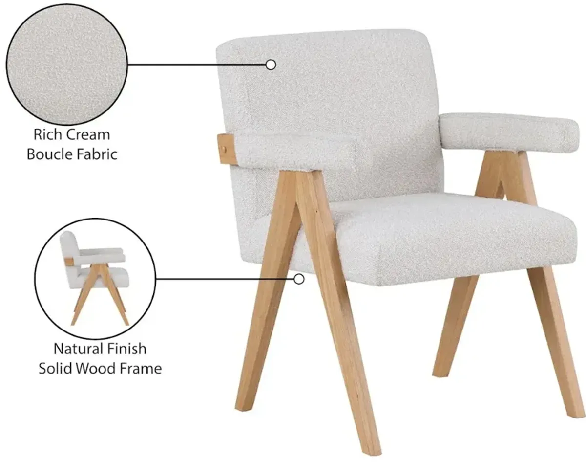 Meridian Furniture Woodloch Cream Boucle Fabric Accent Chair