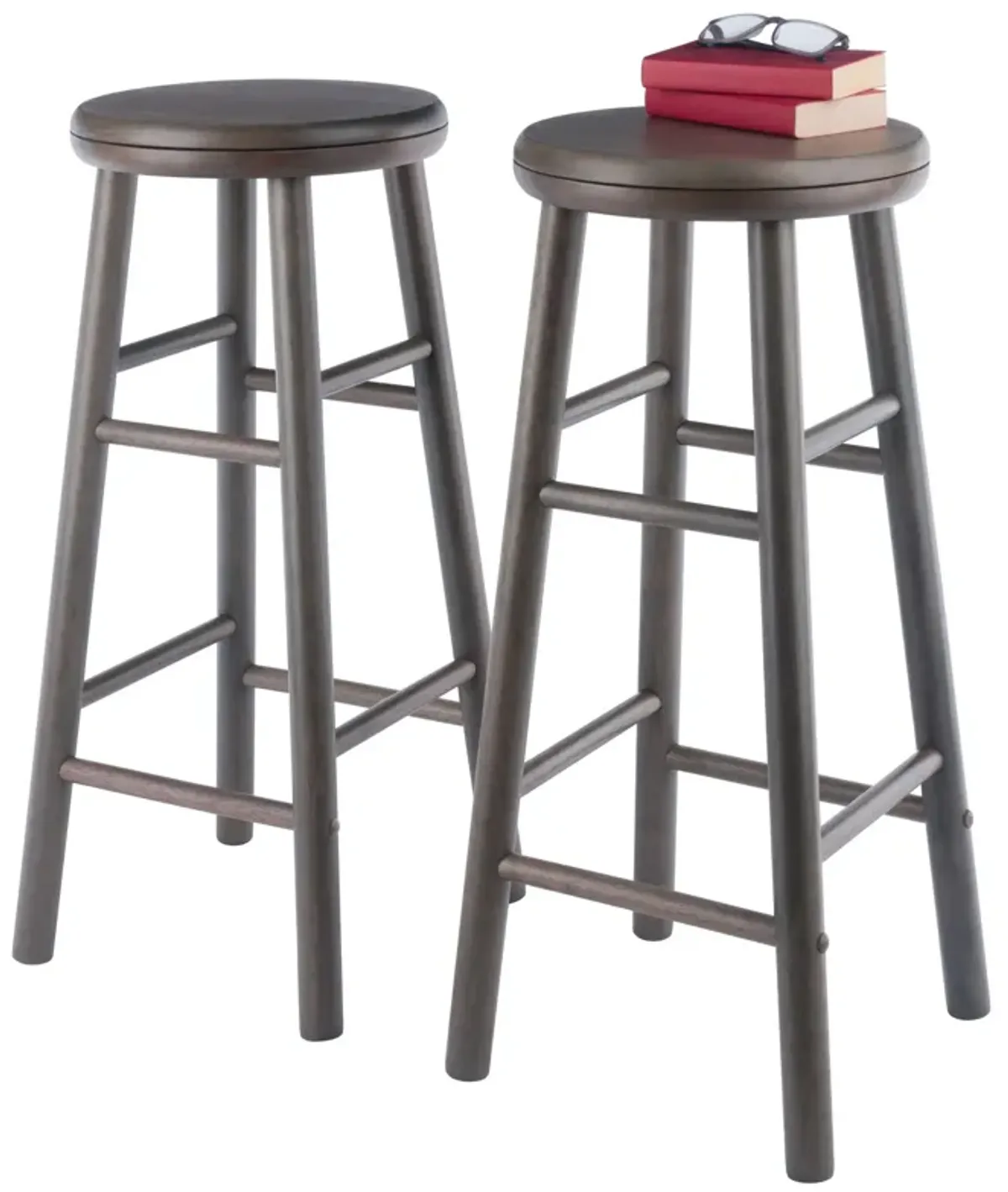 Winsome Shelby 2-Pc Swivel Seat Bar Stool Set - Oyster Gray