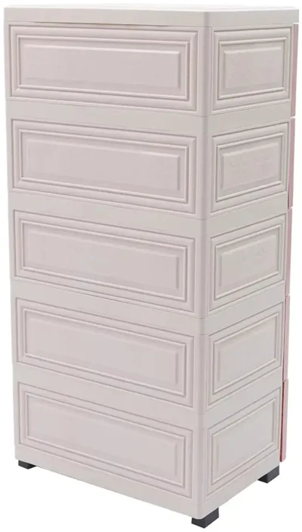 5-Tiers Plastic Wardrobe Kids Drawers Storage with 6 Drawers Closet Dresser Organizer Bedroom Furniture for Clothes