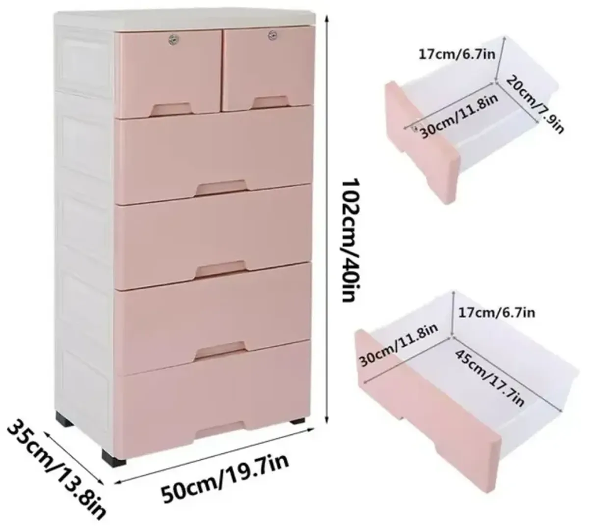 5-Tiers Plastic Wardrobe Kids Drawers Storage with 6 Drawers Closet Dresser Organizer Bedroom Furniture for Clothes