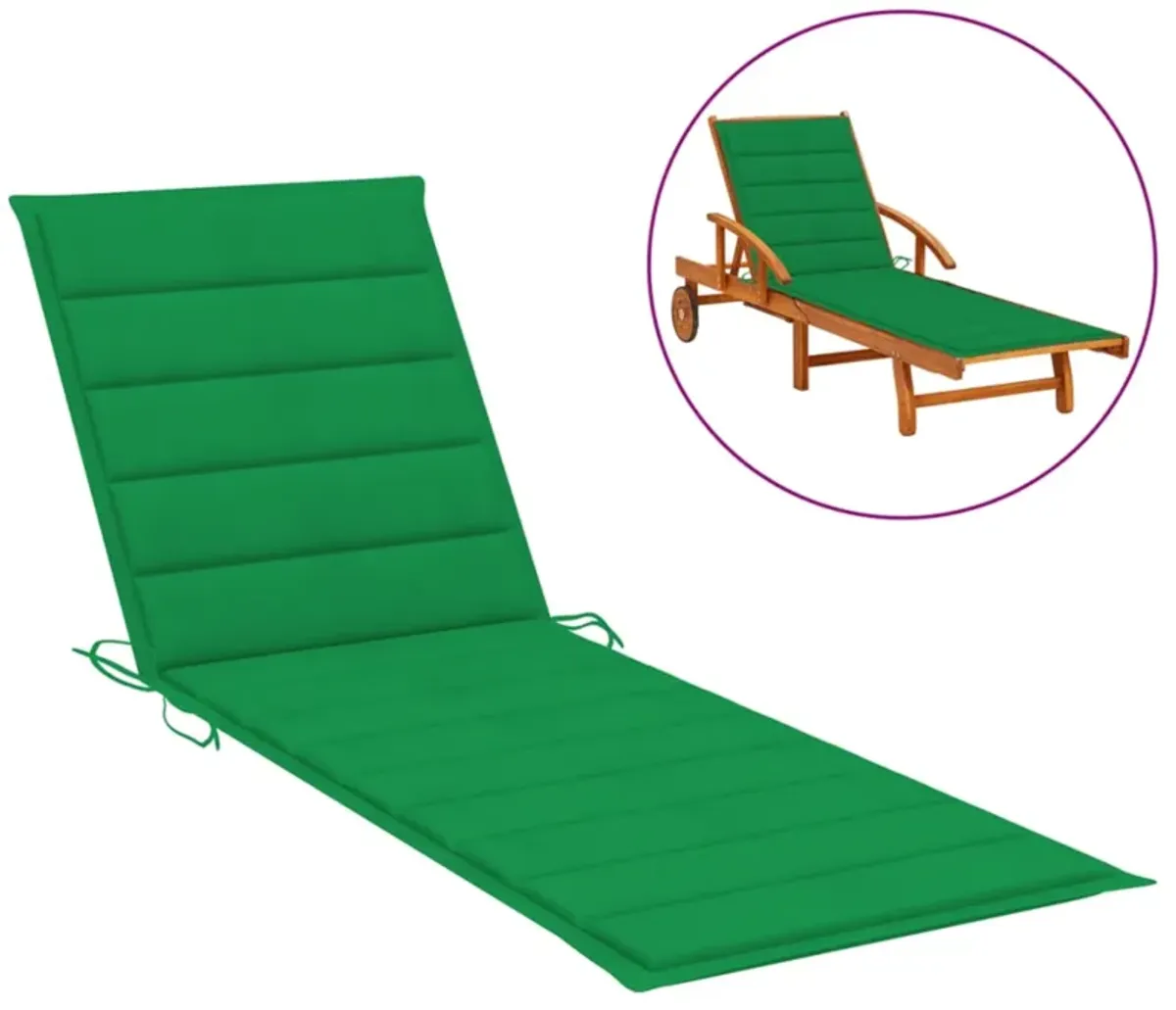 vidaXL Sun Lounger Cushion Green 78.7"x27.6"x1.6" Fabric