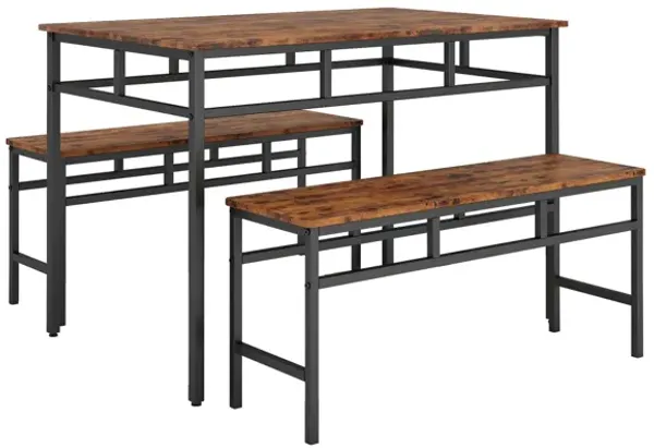 Dining table set 3PC, structural strengthening, industrial style