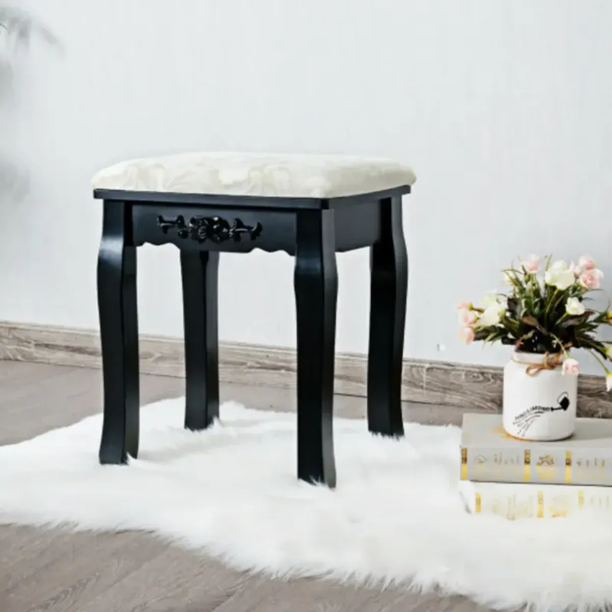 Vanity Stool Makeup Bench Dressing Stool-Black