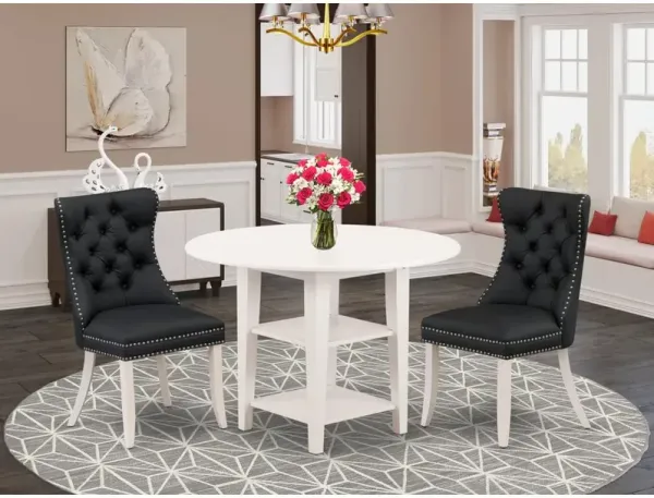 East West Furniture 3 Piece Dining Table Set Consists of a Round Kitchen Table