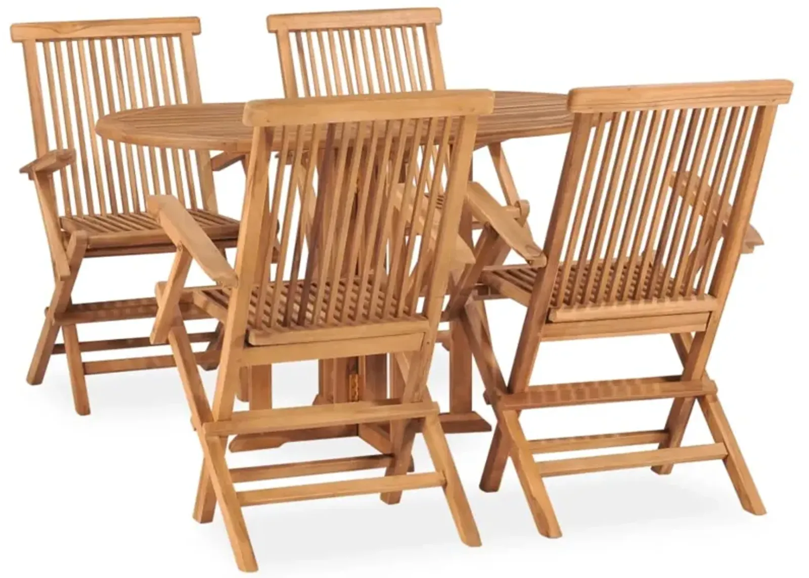 vidaXL 5 Piece Folding Outdoor Dining Set Solid Teak Wood