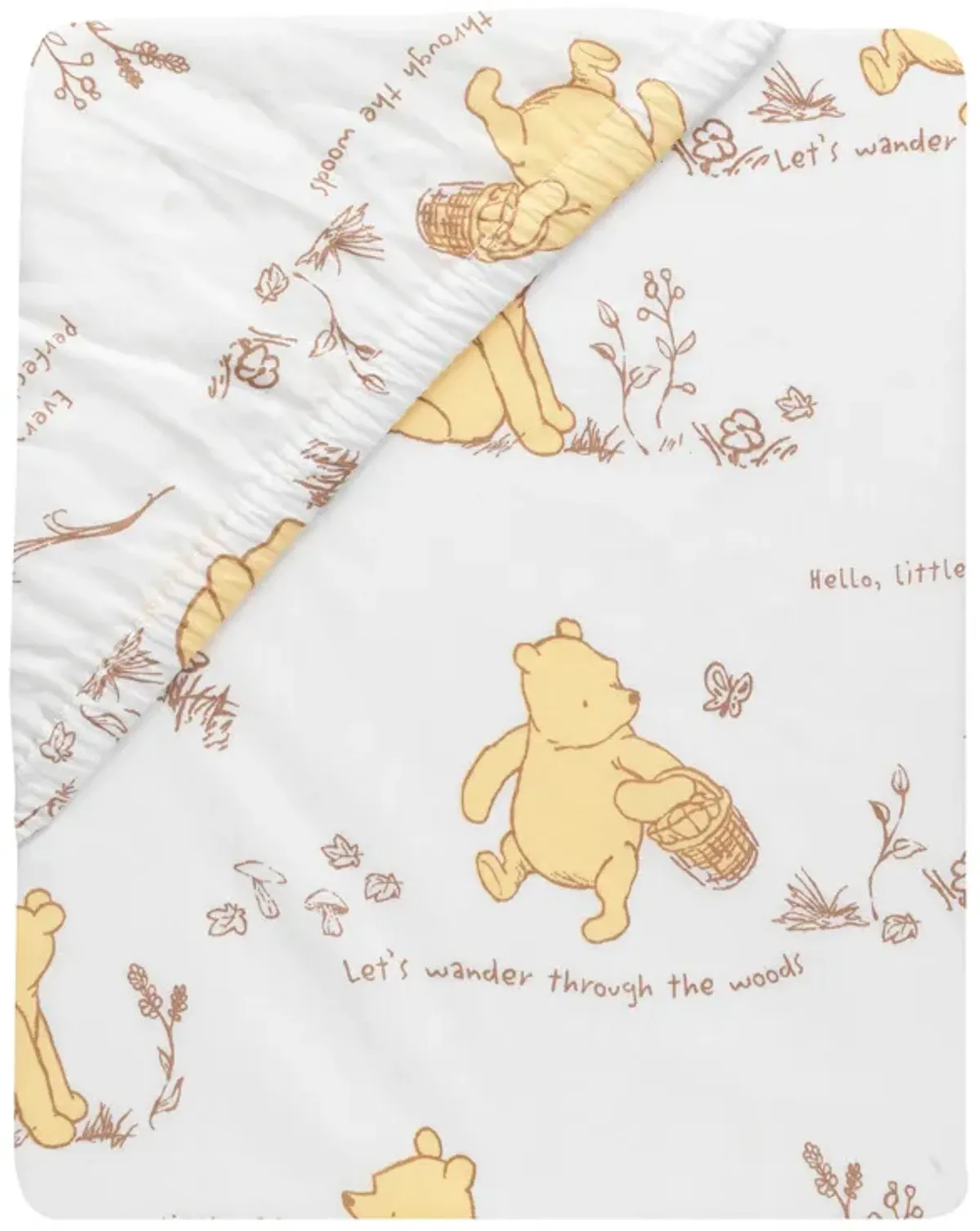 Lambs & Ivy Disney Baby Storytime Pooh 100% Cotton Fitted Crib Sheet - White