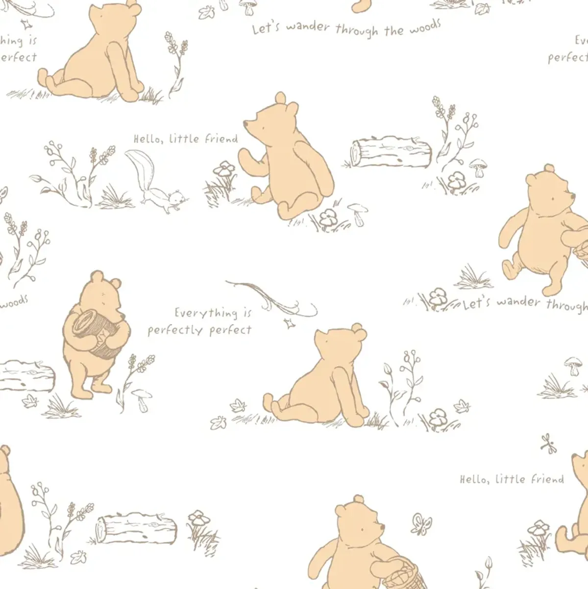 Lambs & Ivy Disney Baby Storytime Pooh 100% Cotton Fitted Crib Sheet - White