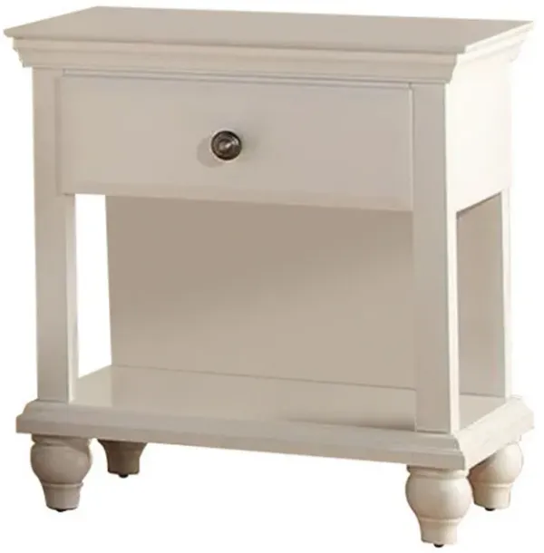Poplar Wood Nightstand With Spacious Storage, White-Benzara