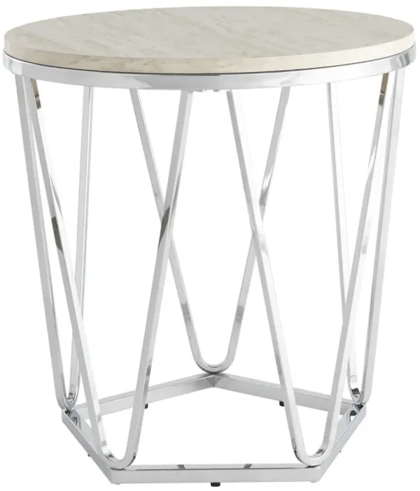 Hivvago 23 Inch Silver Manufactured Wood And Iron Round End Table