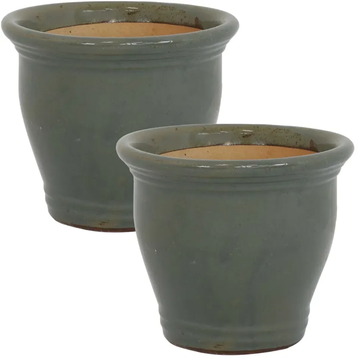 Sunnydaze Set of 2 Studio Glazed Ceramic Planter - 11"