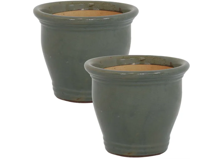 Sunnydaze Studio Glaze Ceramic Planter  - Set of 2