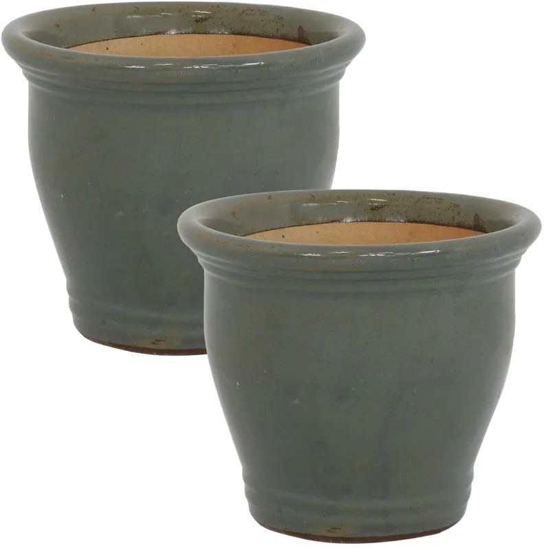 Sunnydaze Studio Glaze Ceramic Planter  - Set of 2