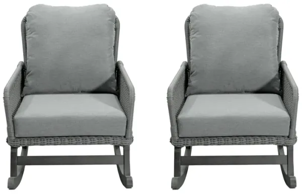 Merax Contemporary Minimalist Beige Wicker Rocking Chairs Set of 2