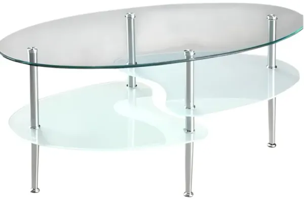 Chic Modern Oval Glass Coffee Table with Support Legs
