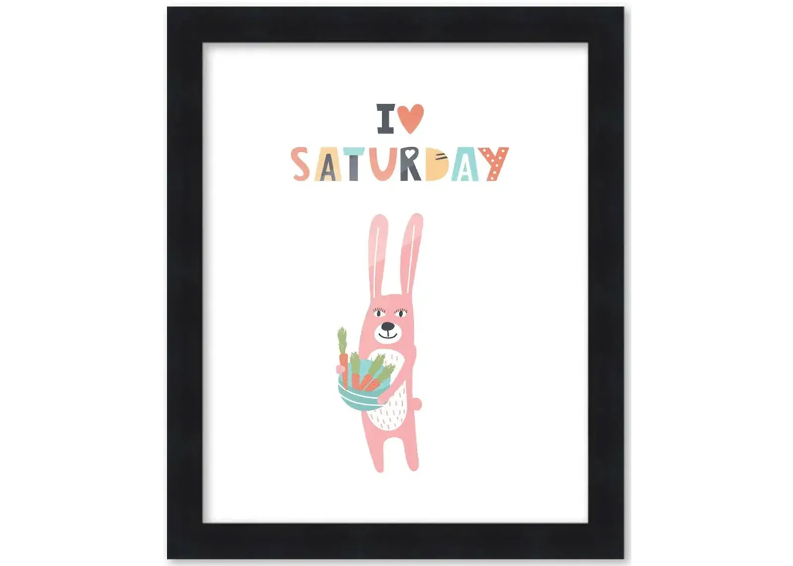 8x10 Framed Nursery Wall Little Explorer I Heart Saturday Poster in Black Wood Frame For Kid Bedroom or Playroom