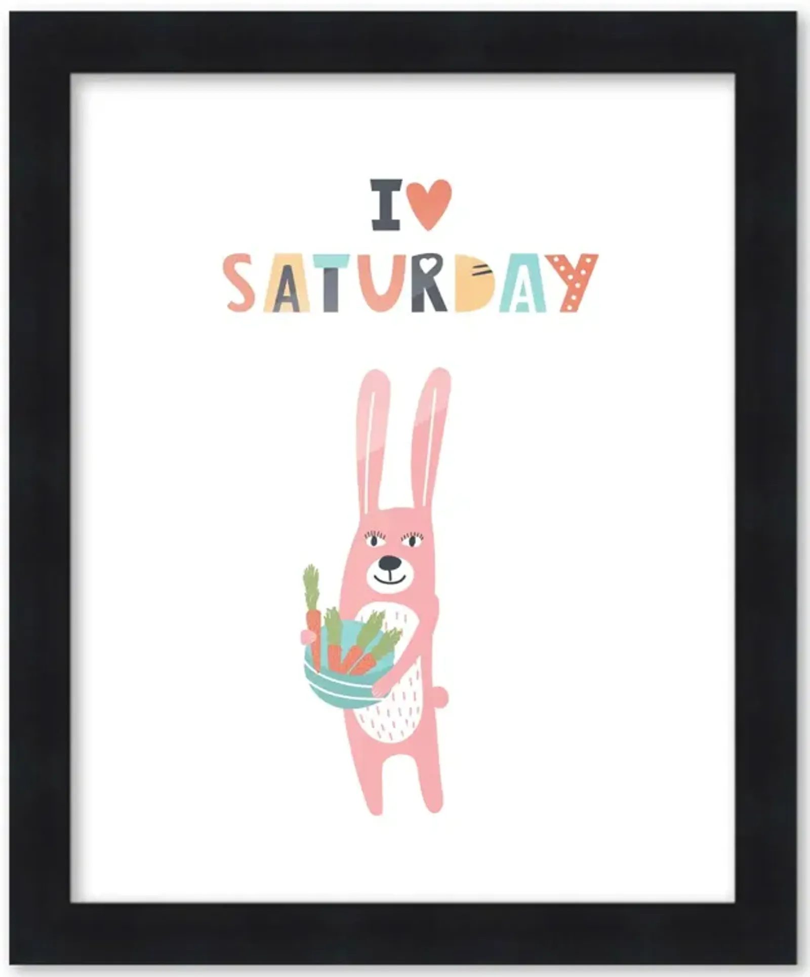 8x10 Framed Nursery Wall Little Explorer I Heart Saturday Poster in Black Wood Frame For Kid Bedroom or Playroom