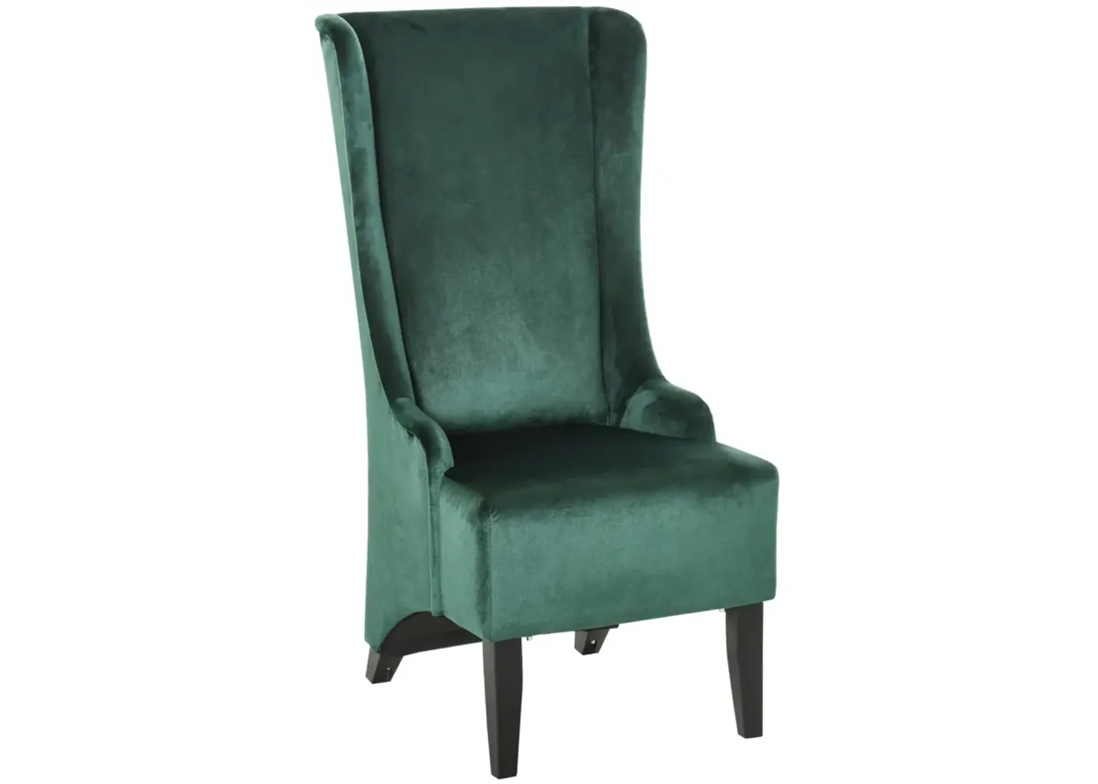 Green Retro Dining Chair: Velvet Upholstered Seat with Curved Back