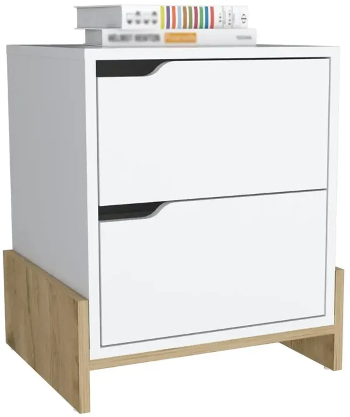 Haines Nightstand with 2-Drawers, End Table with Sturdy Base, White