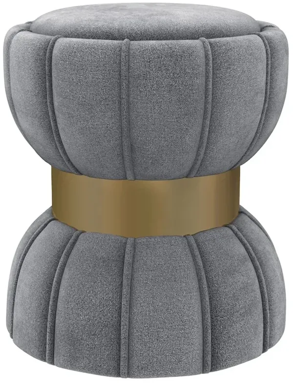 Sora Round Upholstered Ottoman Grey