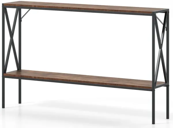 Compact Narrow Console Table with 2-Tier Storage – Entryway or Living Room Furniture