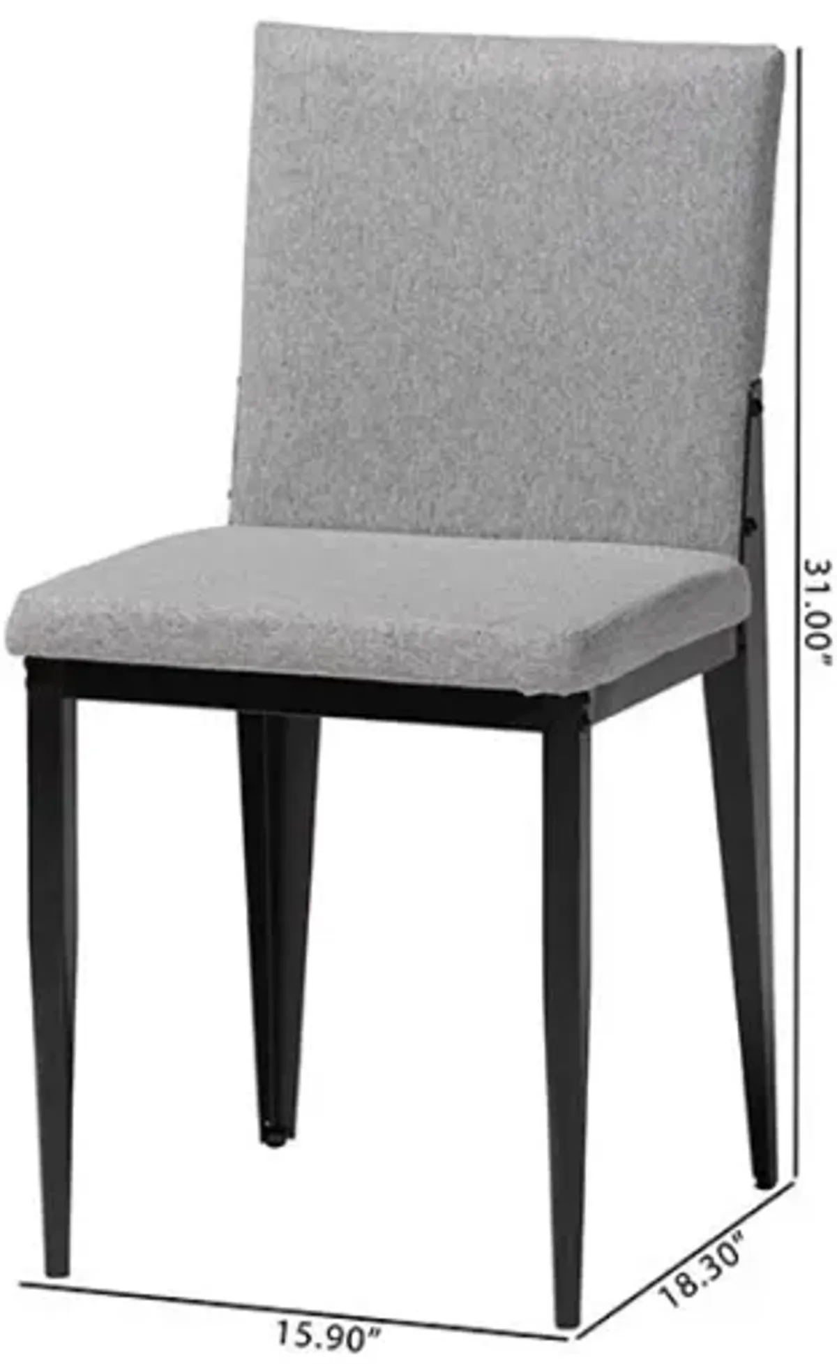 Bishop Industrial Grey Fabric and Metal Dining Chair