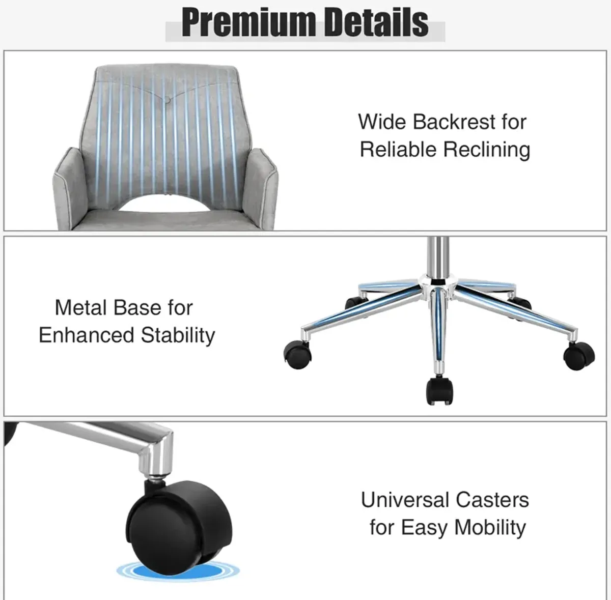 Costway Hollow Mid Back Leisure Office Chair Adjustable Task Chair w/Armrest