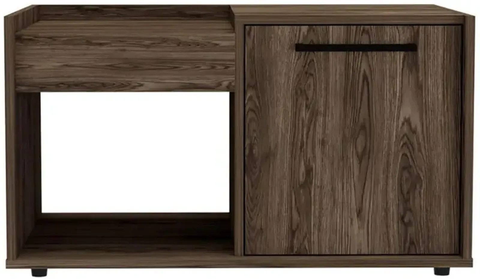 DEPOT E-SHOP Ambar Coffee Table, One Open Shelf, One-Door Cabinet, Countertop- Dark Walnut, For Living Room