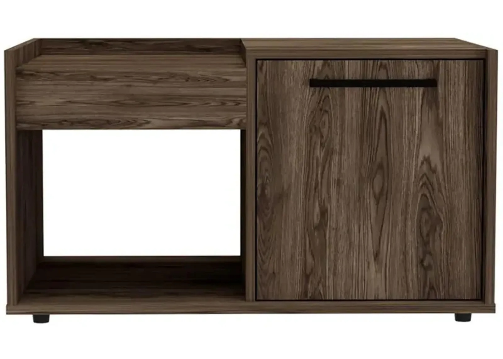 DEPOT E-SHOP Ambar Coffee Table, One Open Shelf, One-Door Cabinet, Countertop- Dark Walnut, For Living Room