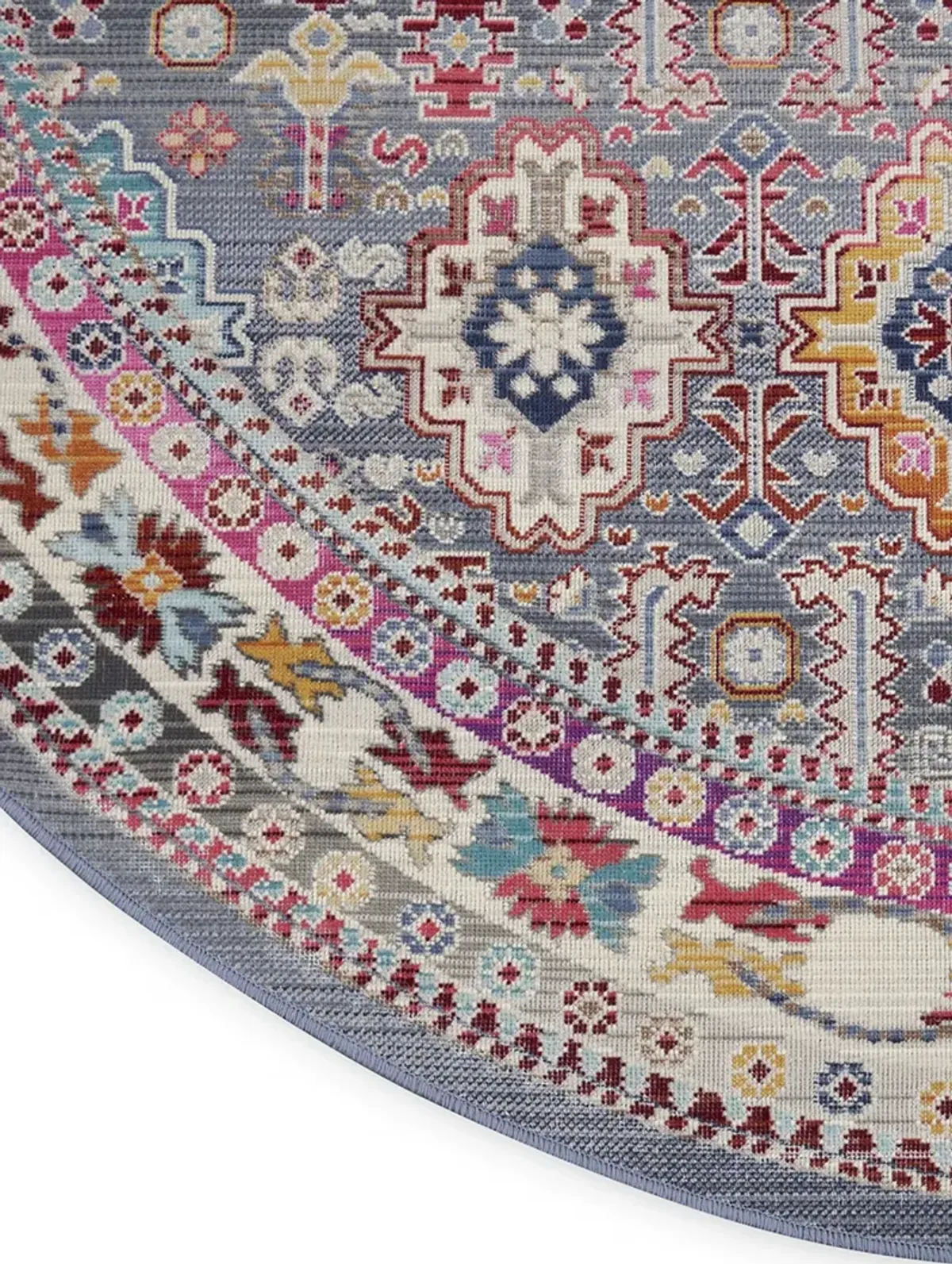Vintage Kashan VKA05 Gray/Multicolor 4' x Round Rug