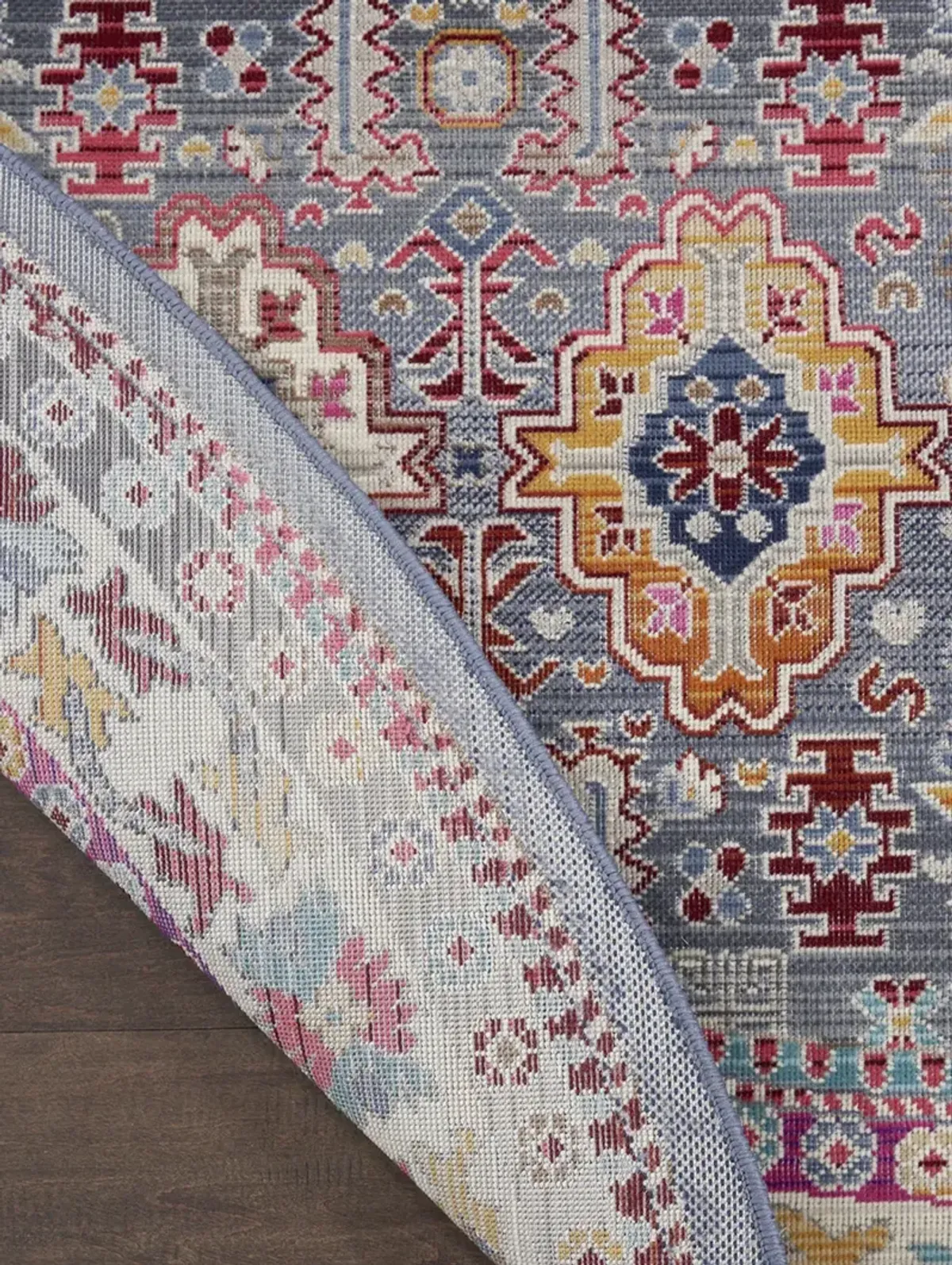 Vintage Kashan VKA05 Gray/Multicolor 4' x Round Rug