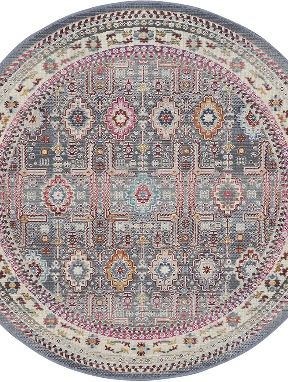 Vintage Kashan VKA05 Gray/Multicolor 4' x Round Rug
