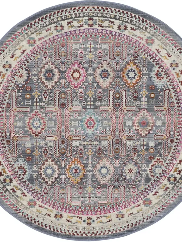 Vintage Kashan VKA05 Gray/Multicolor 4' x Round Rug