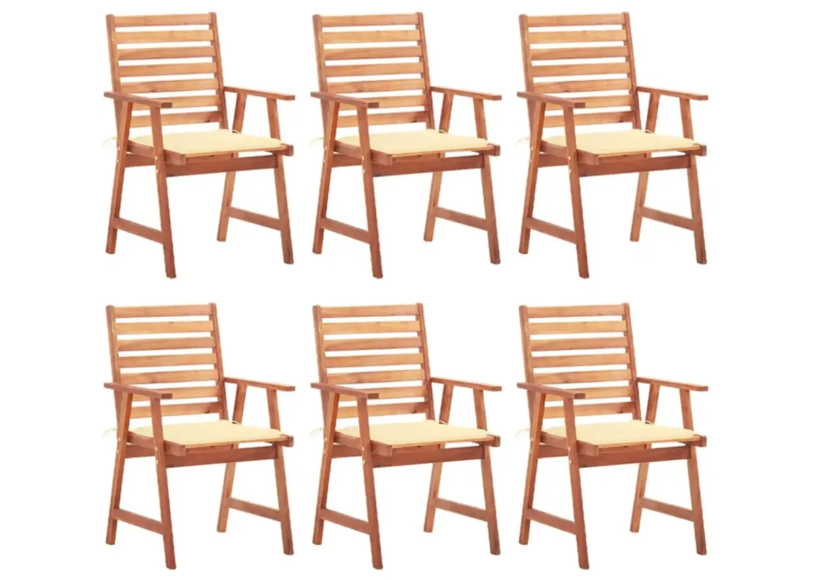 vidaXL Outdoor Dining Chairs 6 pcs with Cushions Solid Acacia Wood