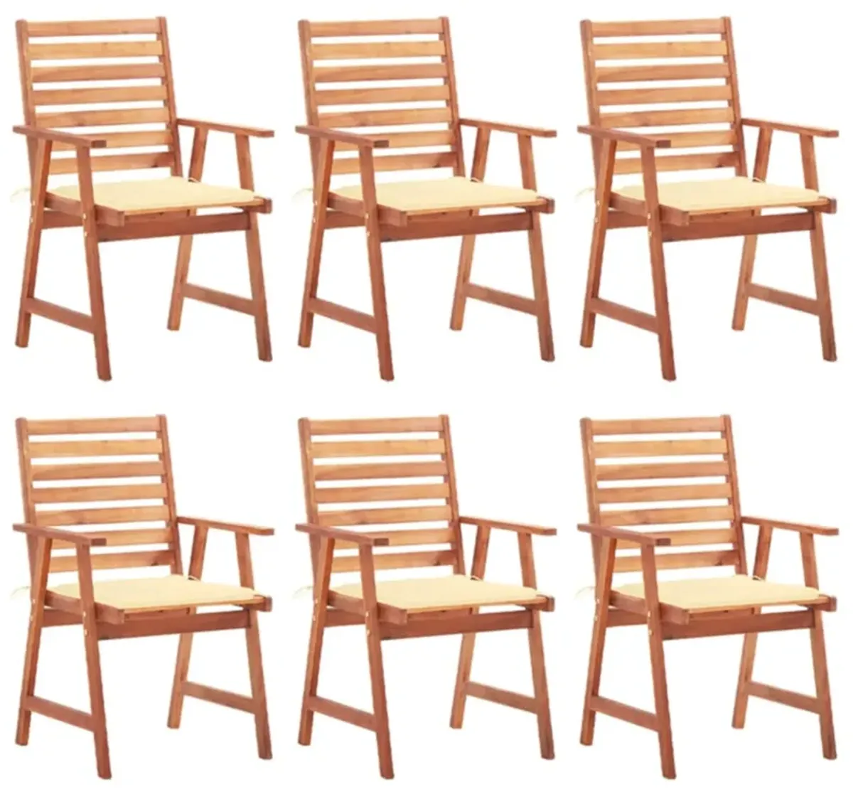 vidaXL Outdoor Dining Chairs 6 pcs with Cushions Solid Acacia Wood