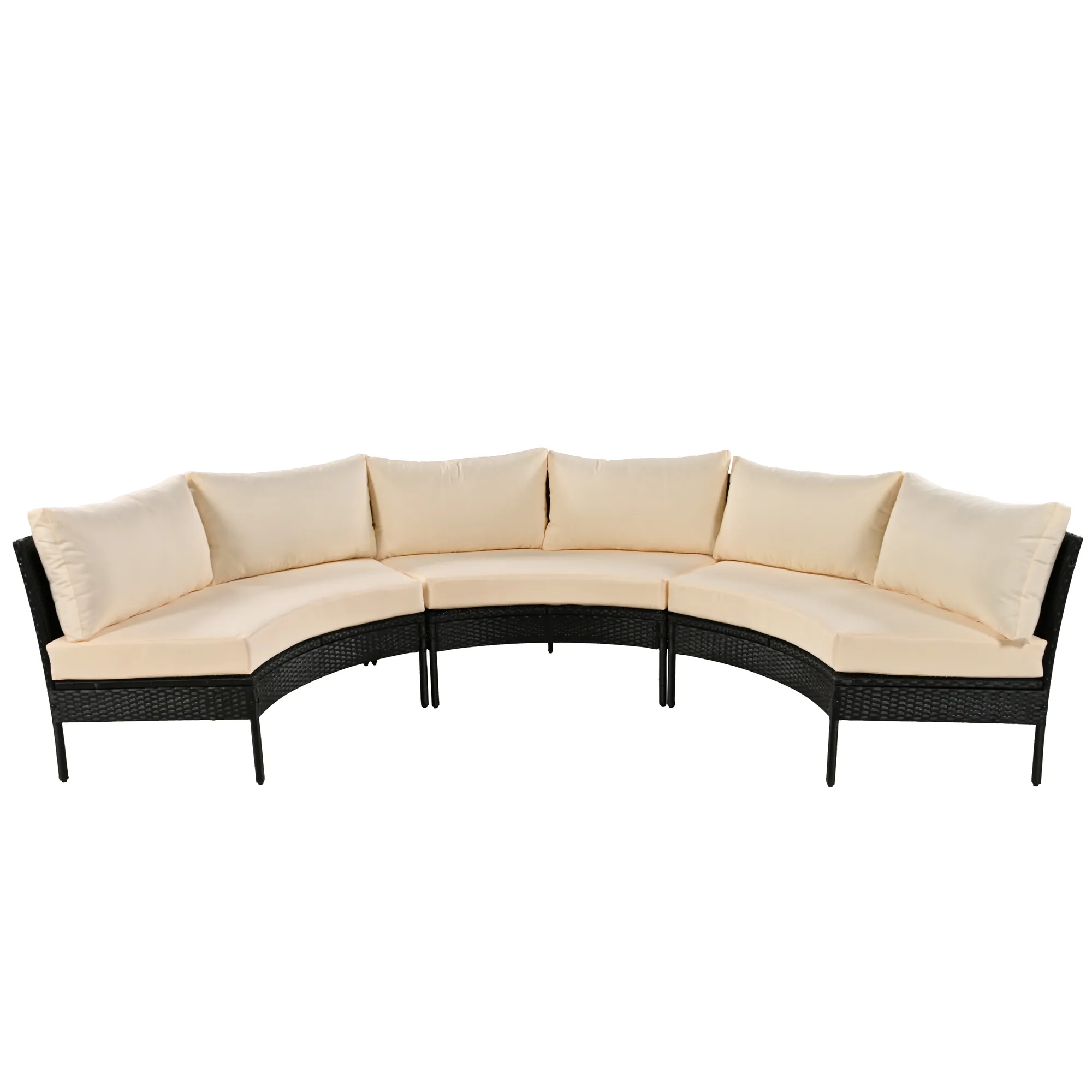 Merax 3 Piece Curved Outdoor Conversation Set Sectional Sofa