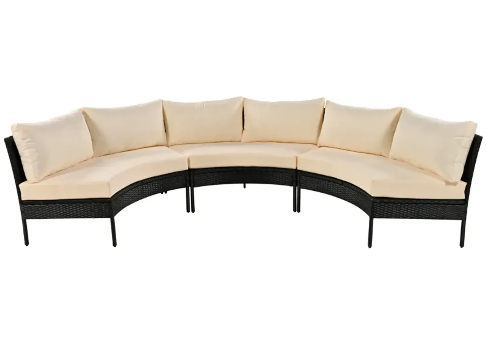 Merax 3 Piece Curved Outdoor Conversation Set Sectional Sofa