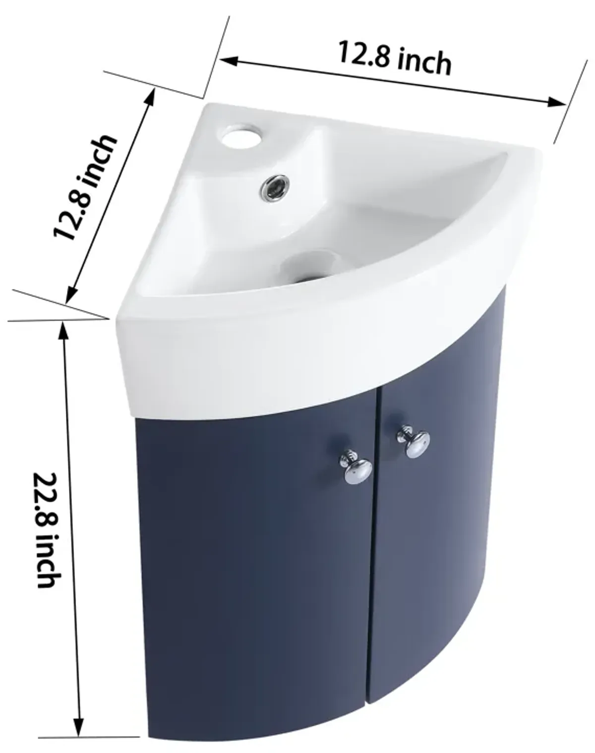 Gewnee Corner Bathroom Vanity Sink for Small Space Wall Mounted Cabinet Set