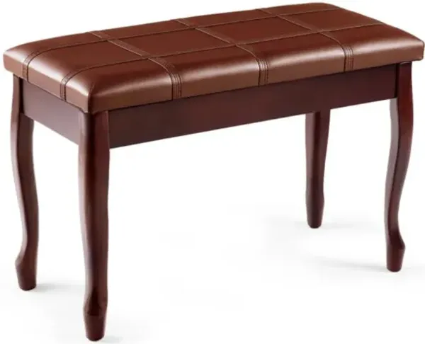 Hivvago Solid Wood PU Leather Piano Bench with Storage