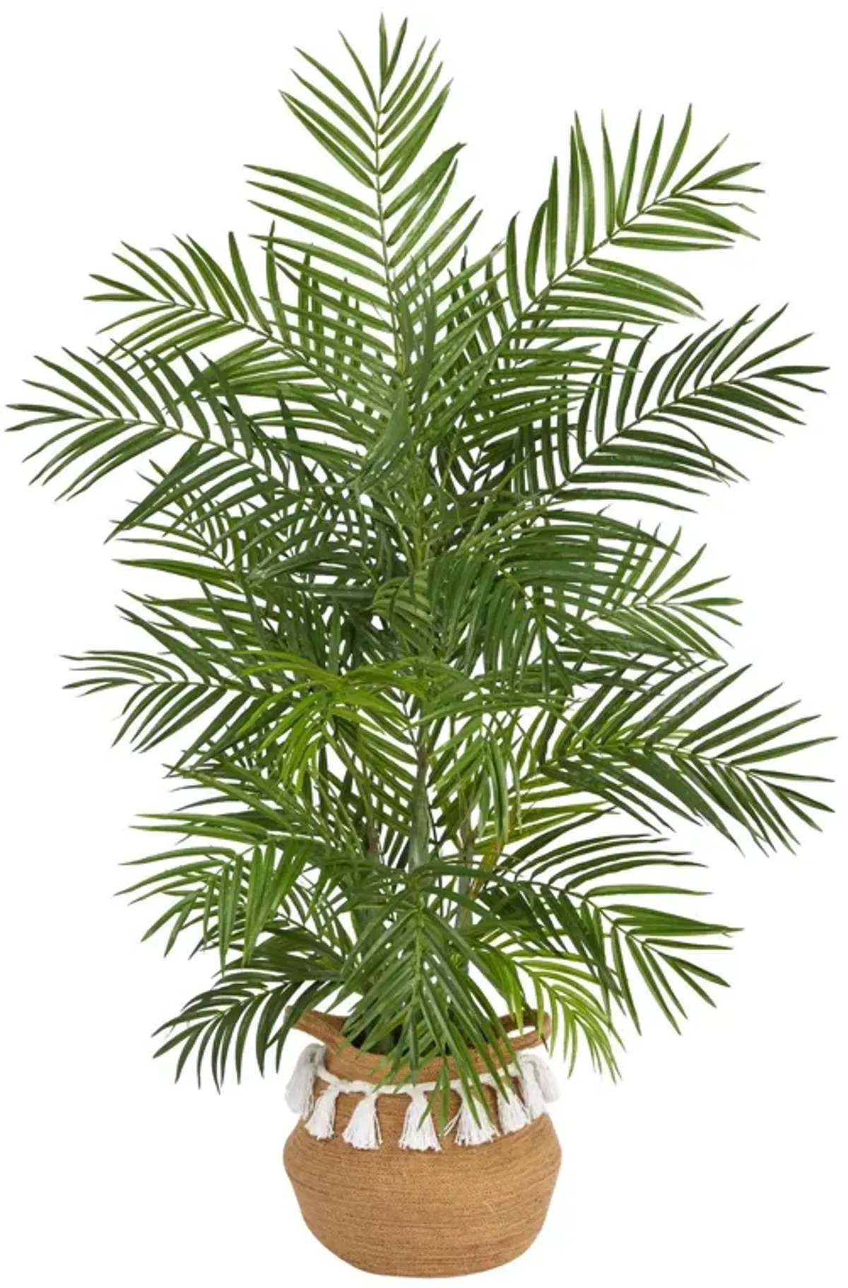 Nearly Natural 4-ft Areca Palm w/736 Lvs in Natural Cotton Planter w/Tassels
