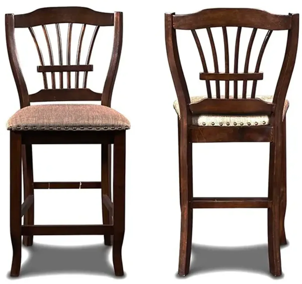 New Classic Furniture Bixby Wood Counter Chair with Fabric Seat in Espresso (Set of 2)