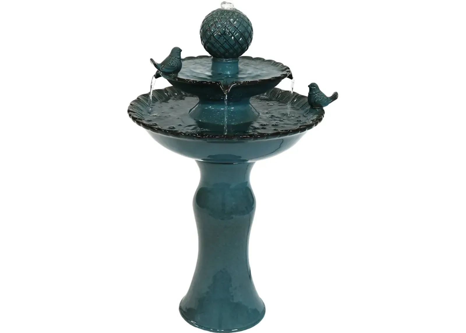 Sunnydaze Resting Birds Ceramic Outdoor 2-Tier Water Fountain