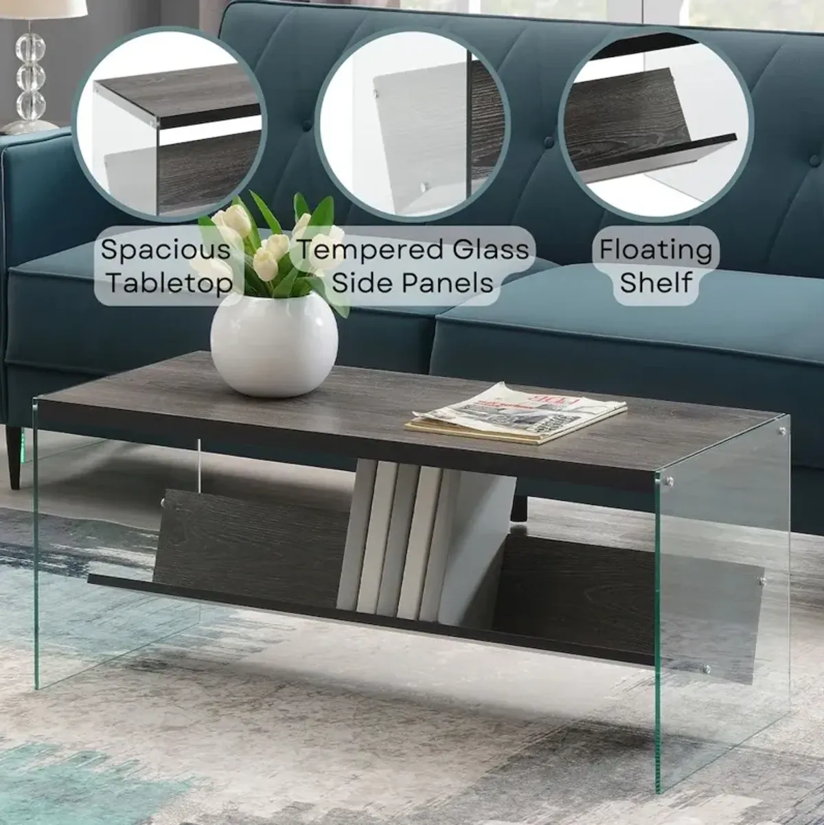 Convience Concept, Inc. SoHo Glass Coffee Table with Shelf