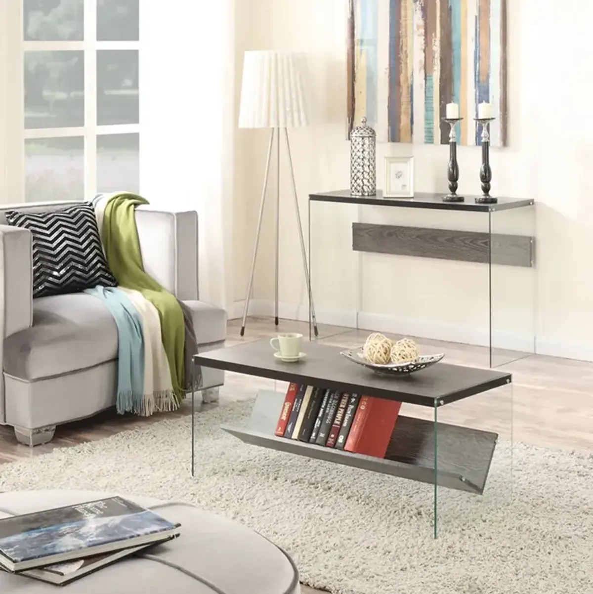 Convience Concept, Inc. SoHo Glass Coffee Table with Shelf