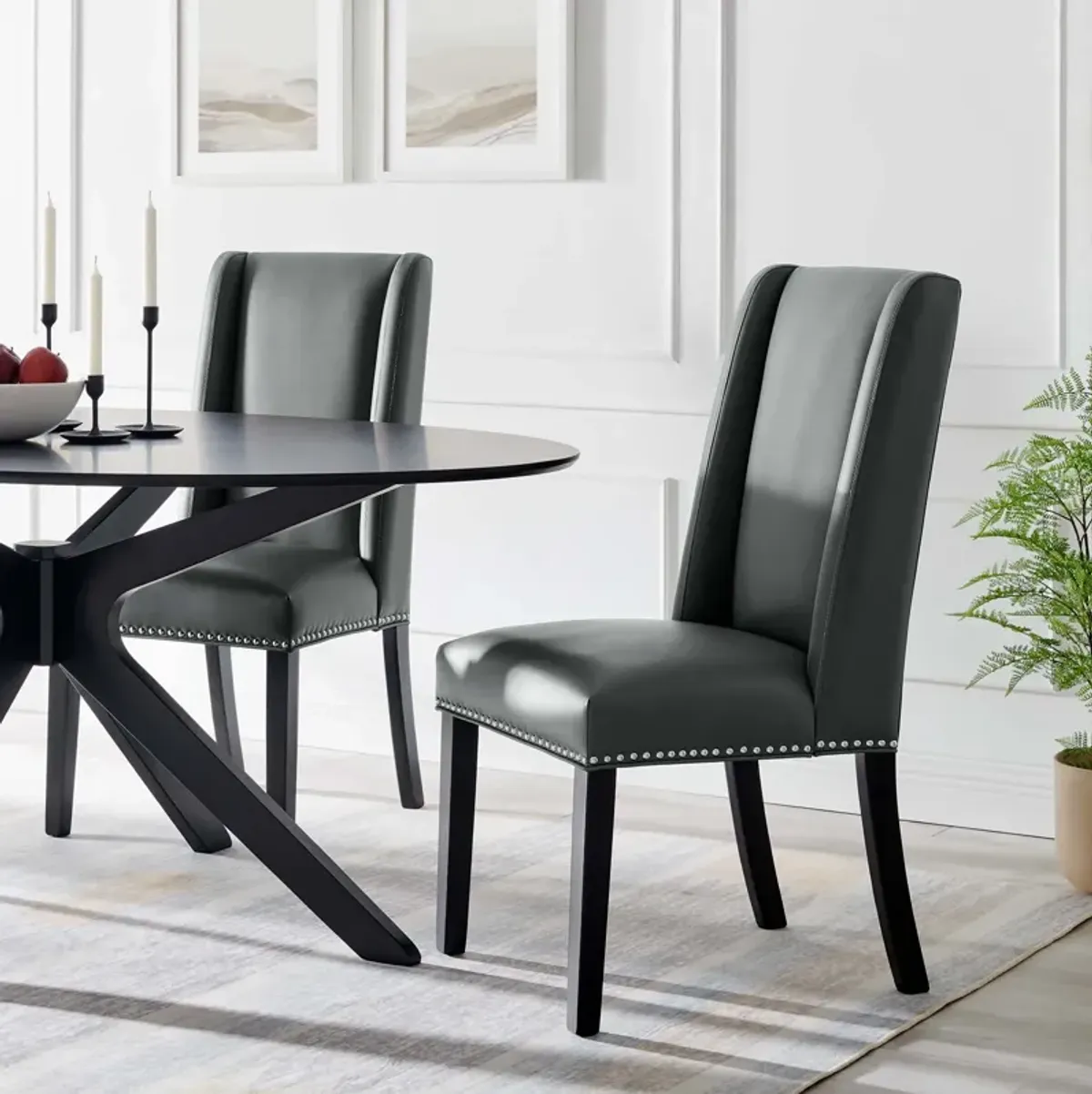 Baron Dining Chair Vinyl Set of 2