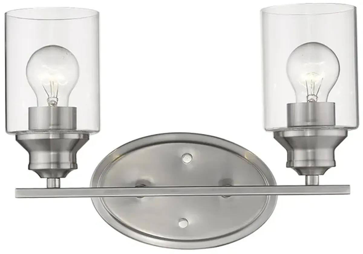 Hivvago Two Light Silver Wall Light with Clear Glass Shade