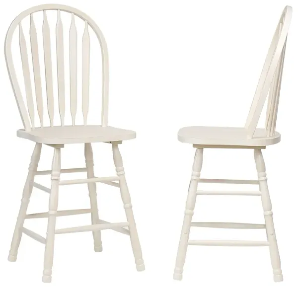 Andrews 45 in. Distressed Antique White High Back Bar Stool (Set of 2)